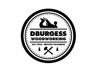DBurgess Woodworking logo brand branding bw circular identity logo mark plane stamp tree woodworking