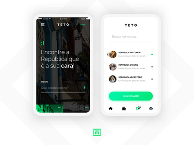 Share House App active black chat green home house menu message online search smile ui ux voice white