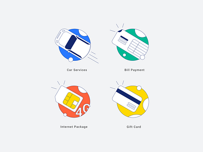 Illastration Set app bill bill pay card design designer gift card illustration internet internet pack payment sim simcard ui