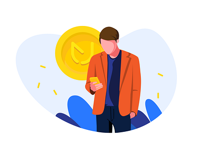 Onboarding Illustration character character design coin design digital paint graphic illustration intro payment ui vector