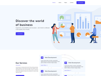 Business agency design landing page psd template technology ui