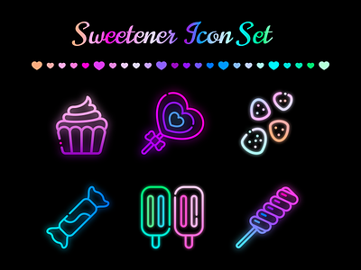 Sweetener Icon Set blue candy candy icons colorful cupcakes cute girly gradients green heart ice cream icon icon set icons lolipop pink purple rainbow sweets