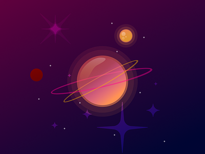 Space glossy gradient graphicdesign illustration orange outerspace peach planet planets shiny space space art stars vector