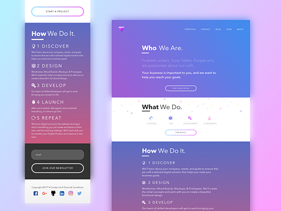Amethyst Design blue design design agency gradients landing page pink purple responsive