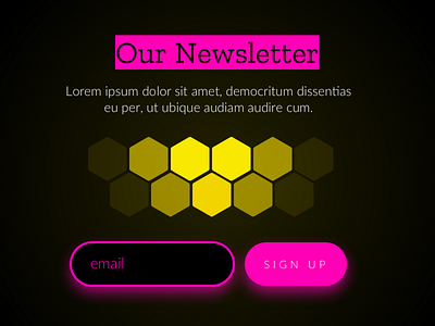 Newsletter Sign Up black design email form gold honey honey bee honey comb honeycomb hot pink logo neon colors neon pink newsletter newsletters pink sign up signup ui yellow