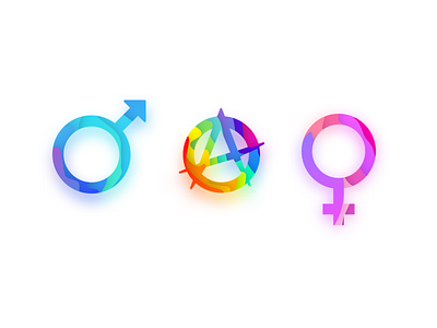 The Three Genders amethyst blue branding design gender gender icons gold green icon icons illustration logo pink purple rainbow ui ux vector violet yellow