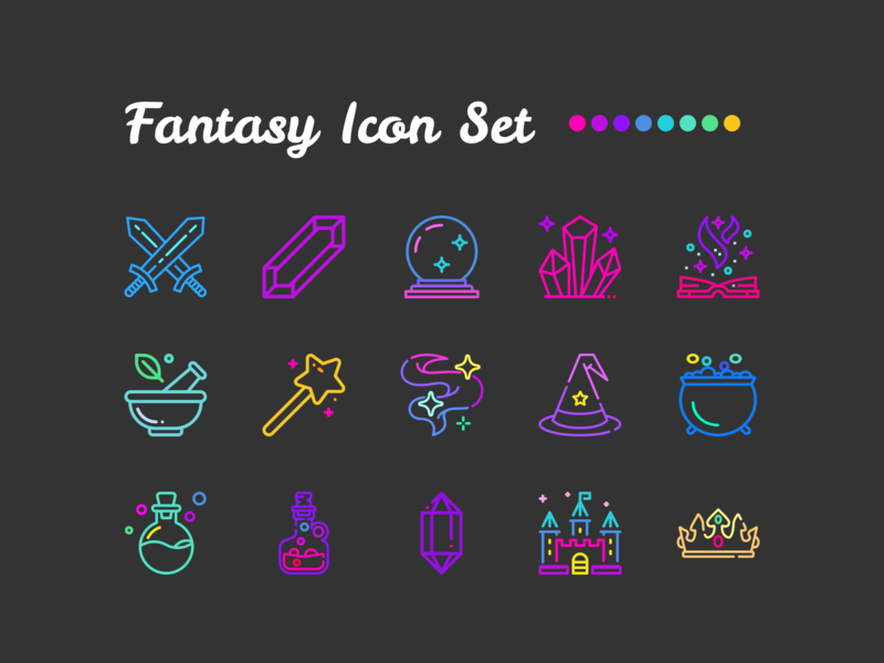 Fantasy Icon Set by Mira Violet on Dribbble