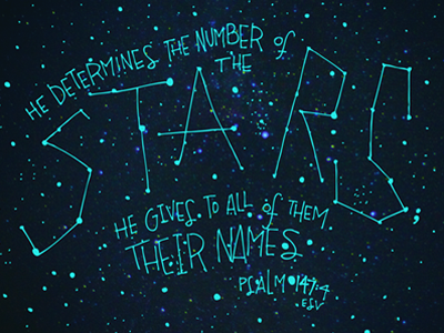 Psalm 147:4 bible blue design draw handlettering sketch stars verse