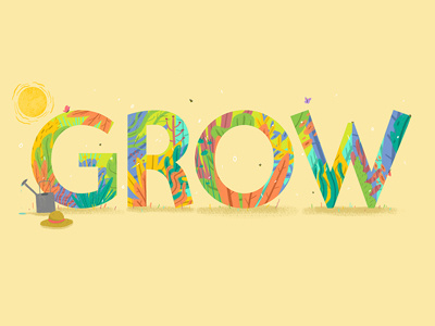 Grow colour digital illustration grow illustration nature plants type typography