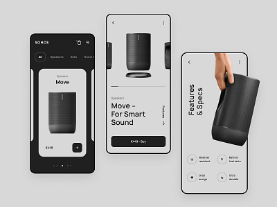 Sonos Store – app app brand card catalogue clean ecommerce minimal minimalistic mobile product shop store ui