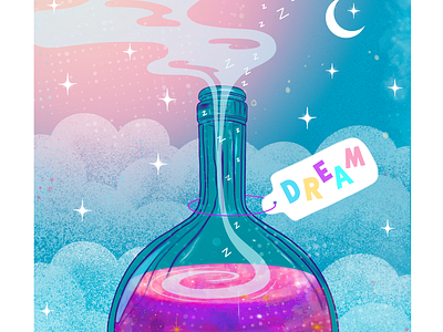Dream potion dream handlettering illustration night sky sleep texture