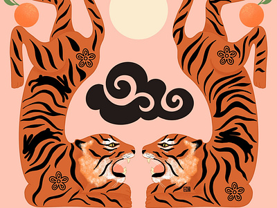 Year of the tiger design illustration procreate