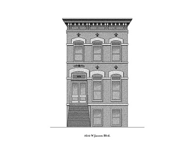 1610 W Jackson Blvd architecture chicago design flat home house illustration lithography