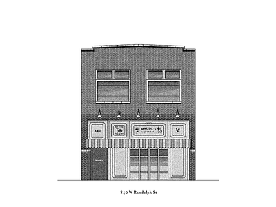 840 W Randolph St architecture bar chicago design flat home house illustration lithography