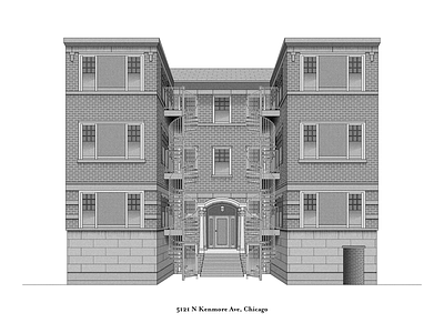 5121 N Kenmore Ave, Chicago architecture building chicago illustration