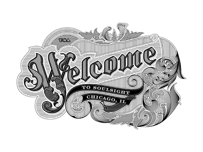 Welcome flourish letter lettering retro typography welcome