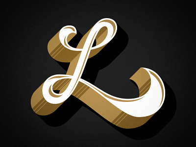 L custom type gold letter logotype minimal shadow simple typography