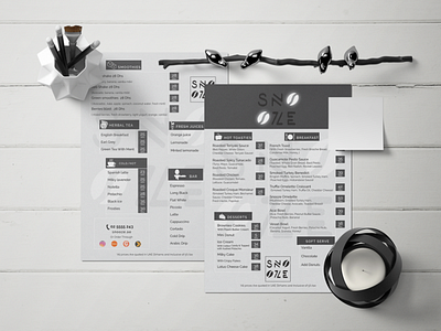 Menu | SNOOZE Cafe branding graphic design illustrator photoshop