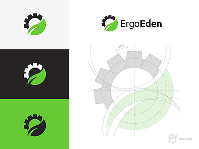 Ergoeden Logo art branding eden ergo ergonomy gear leaf logo visual communication