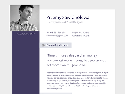 Przemyslaw Cholewa CV cv resume uiux user experience visual designer web design