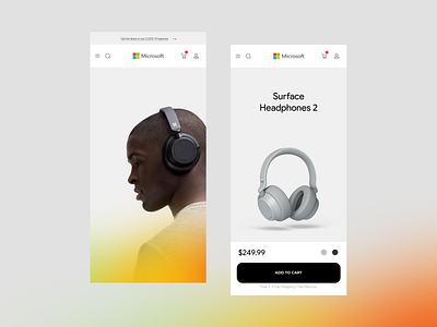 surface headphones mobile webpage concept