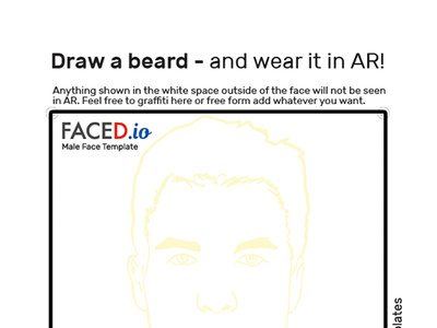 Design template for AR face drawing on the back of a biz card