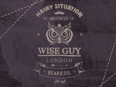 Wise Guy London barber cosmetic label owl packaging typography wise