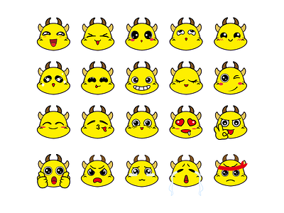 The cute yellow bull illustrationgui