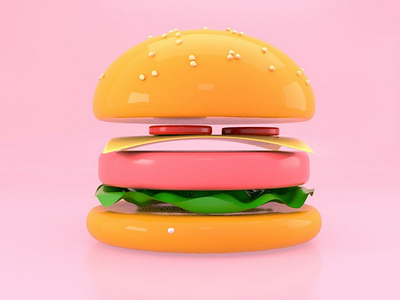 Burger made with c4d 3dart art burger c4d cinema 4d design food render