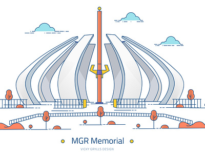 Chennai-Landmark-Illustration-Series-MGR Memorial