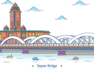 Chennai-Landmark-Illustration-Series-Napier Bridge branding design festival flat identity illustration illustrator landscape photoshop vector