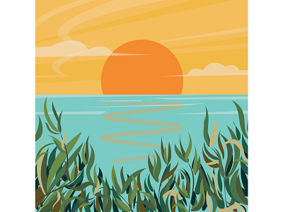 Sunrise illustration. art digitalart illustration nature sunrise vector