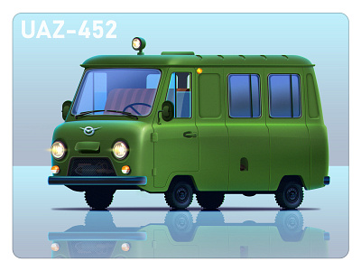 Stylized Soviet Car: Uaz-452 car illustration retro soviet stylized