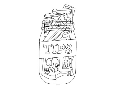 Tip Jar digital drawing fine line illustration monochromatic