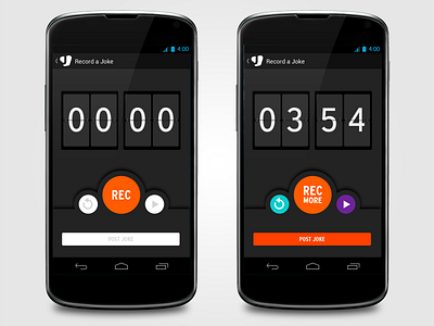 Record android app clock flat mobile record ui