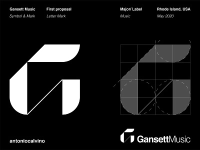 Gansett Music branding g grid logo label letter g letter mark letter mark logo lettermark lettermarklogo logo logo design logo grid logo mark logodesign logos major mark music music label music logo