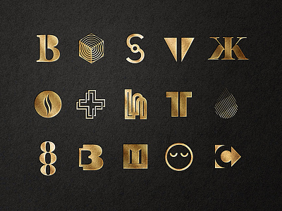 Symbols & Marks–Golden Version behance brand brandidentity branding design dribbble graphic graphicdesign inspiration logo logodesign logotype