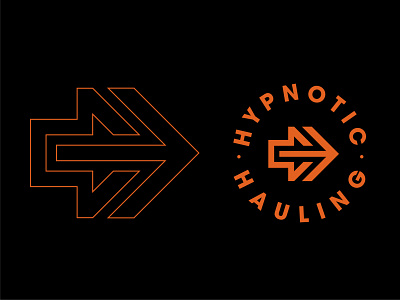 Hypnotic Hauling 2.0 arrow arrow logo arrows black branding chicago driver logo logo design logodesign logomark mark mark symbol orange orange logo semitruck symbol trade mark trademark truck