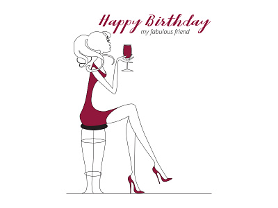Birthday Card Design birthday design feminine fun wine