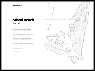 Miami Beach - Minimal Maps 80s black and white city illustration line map miami minimal personal