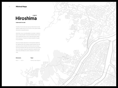 Hiroshima - Minimal Maps city geomanist hiroshima illustration japan japanese line map minimal paper poster shop simple