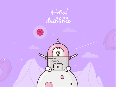Hello Dribbble debut dribble first shot illustration invite