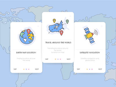 Onboarding Illustrations app design destination earth graphics icons illustrations location map navigation satellite