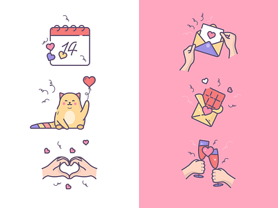 Valentine's Day icons :) 14 feb calendar cat celebrating chocolate design hands heart icons illustartion illustrations letter love valentine valentines day