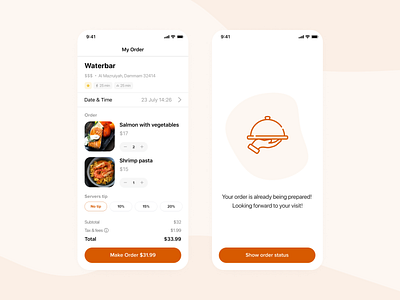 Food order pickup app — Checkout