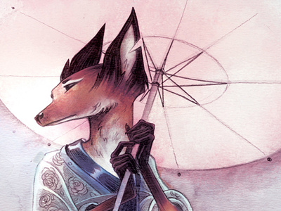 Kitsune folklore japan kitsune martina naldi photoshop watercolor yokai