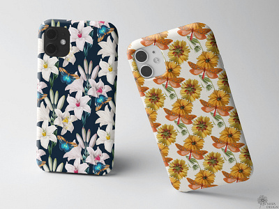 iPhone mock up from Blossoms & Butterflies pattern collection graphic design