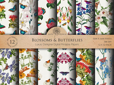 Blossoms & Butterflies graphic design