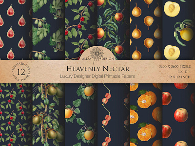 Heavenly Nectar Collection Seamless Patterns graphic design