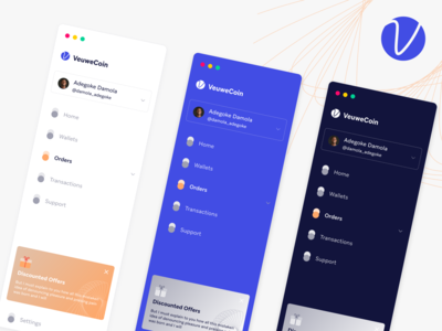 VeuweCoin Sidebars bitcoin logo menu side menu sidebar uiux wallet